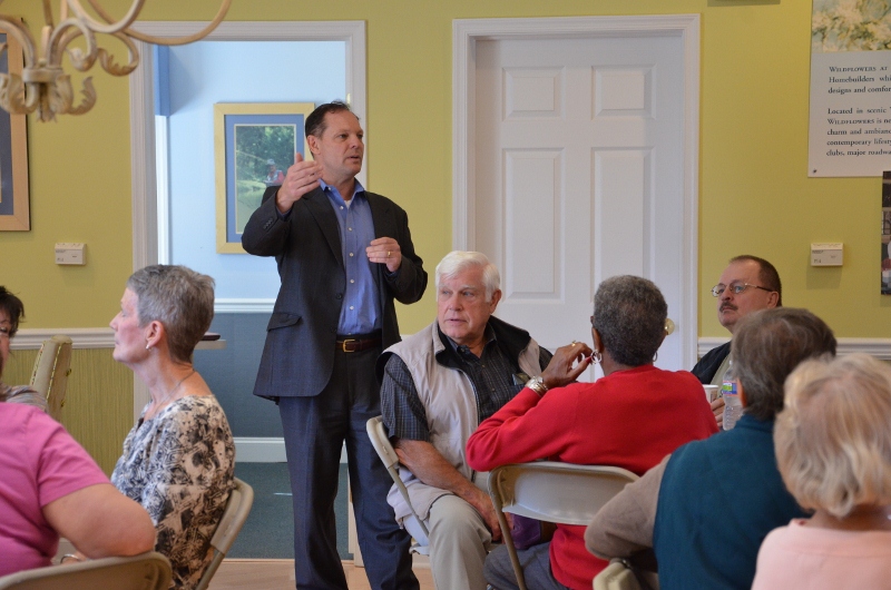 Mike Palmer, Orleans Homes Northeast Division President, addresses residents at an event at the Chester County Hillview. The event was held to listen to residents' and prospective residents' feedback on the company's new floor plans for active adult communities. Mike Palmer, Orleans Homes Northeast Division President, addresses residents at an event at the Chester County Hillview. The event was held to listen to residents' and prospective residents' feedback on the company's new floor plans for active adult communities.