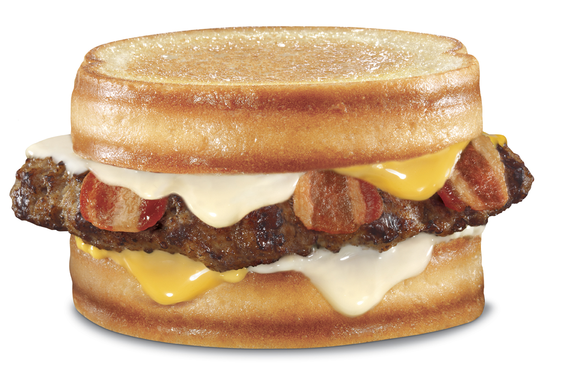 The Amazing Grilled Cheese Bacon Burger is available at Hardee's and Carl's Jr. The Amazing Grilled Cheese Bacon Burger is available at Hardee's and Carl's Jr.