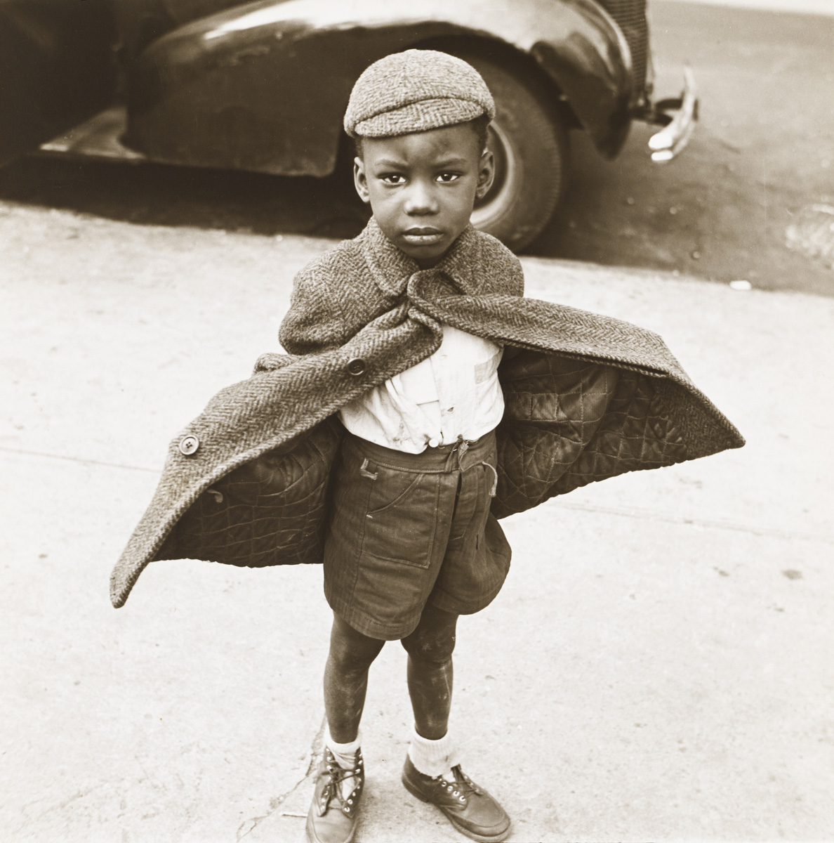 Jerome Liebling, Butterfly Boy, New York, 1949, gelatin silver print. Columbus Museum of Art, Ohio, Photo League Collection, Museum Purchase with funds provided by Elizabeth M. Ross, the Derby fund, John S. and Catherine Chapin Kobacker, and the Friends of the Photo League. c Estate of Jerome Liebling. Jerome Liebling, Butterfly Boy, New York, 1949, gelatin silver print. Columbus Museum of Art, Ohio, Photo League Collection, Museum Purchase with funds provided by Elizabeth M. Ross, the Derby fund, John S. and Catherine Chapin Kobacker, and the Friends of the Photo League. c Estate of Jerome Liebling.