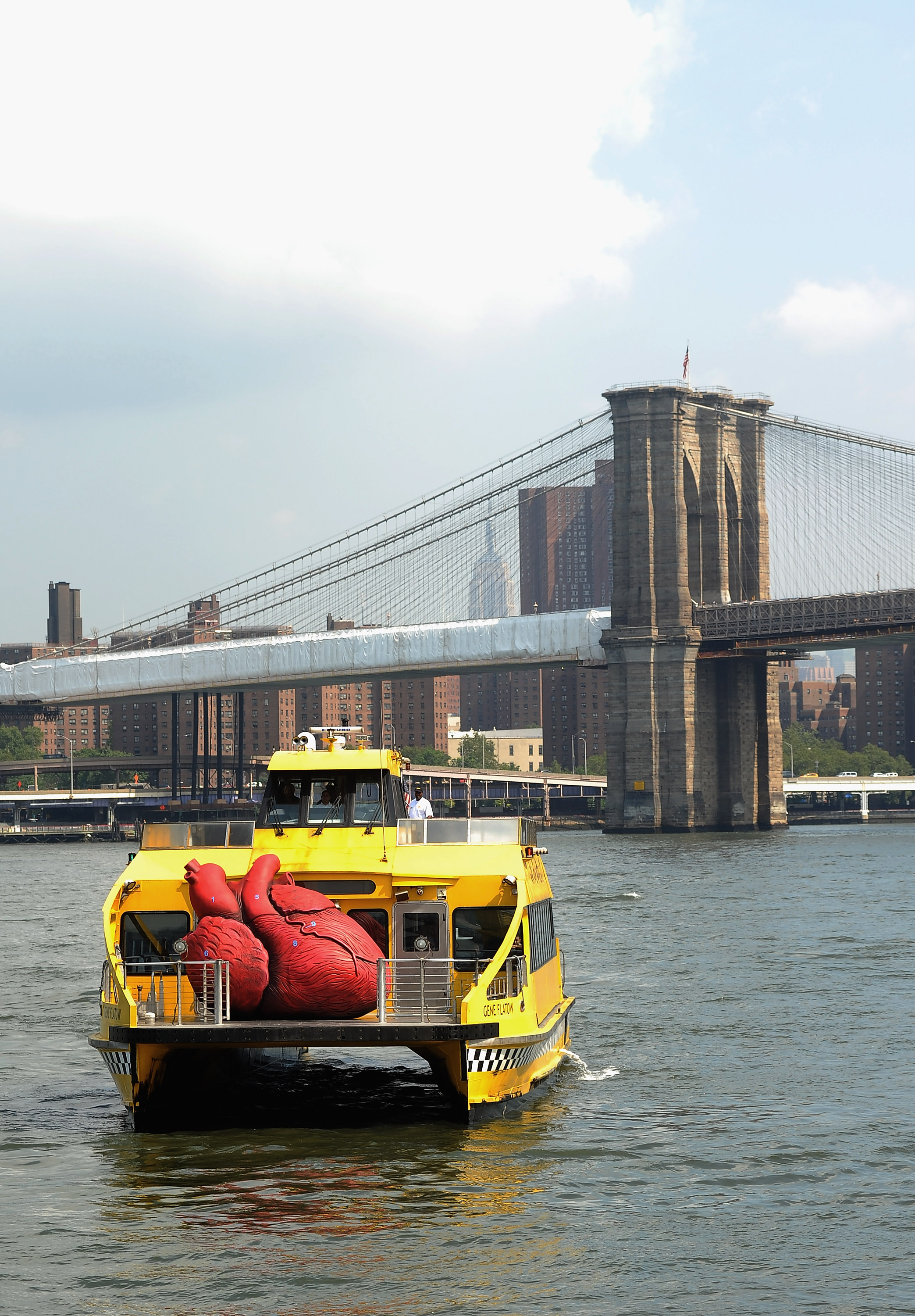 BODIES...The Exhibition's Huge Heart Arrives on New York Water Taxi in Front of Brooklyn Bridge BODIES...The Exhibition's Huge Heart Arrives on New York Water Taxi in Front of Brooklyn Bridge