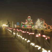 Christmas lights along the boardwalk in Virginia Beach, Credit: VA Beach CVB, Virginia Tourism Corporation Christmas lights along the boardwalk in Virginia Beach, Credit: VA Beach CVB, Virginia Tourism Corporation