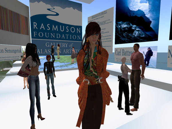 The Rasmuson Gallery of Alaskan Artists is situated on the virtual island Rhetorica owned by the University of Alaska Fairbanks. The Rasmuson Gallery of Alaskan Artists is situated on the virtual island Rhetorica owned by the University of Alaska Fairbanks.