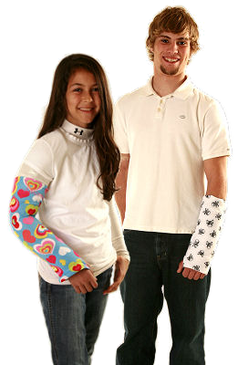 Wearing CastCoverZ! daily can prevent the scratching and irritation of surrounding skin (or other people) and the snagging of clothes that so often occurs when wearing a brace or cast. And, you're giving your cast or brace some personality. From fun to elegant, there's sure to be a cover, or two, that's perfect for you! At CastCoverZ!, we've got you covered! Wearing CastCoverZ! daily can prevent the scratching and irritation of surrounding skin (or other people) and the snagging of clothes that so often occurs when wearing a brace or cast. And, you're giving your cast or brace some personality. From fun to elegant, there's sure to be a cover, or two, that's perfect for you! At CastCoverZ!, we've got you covered!