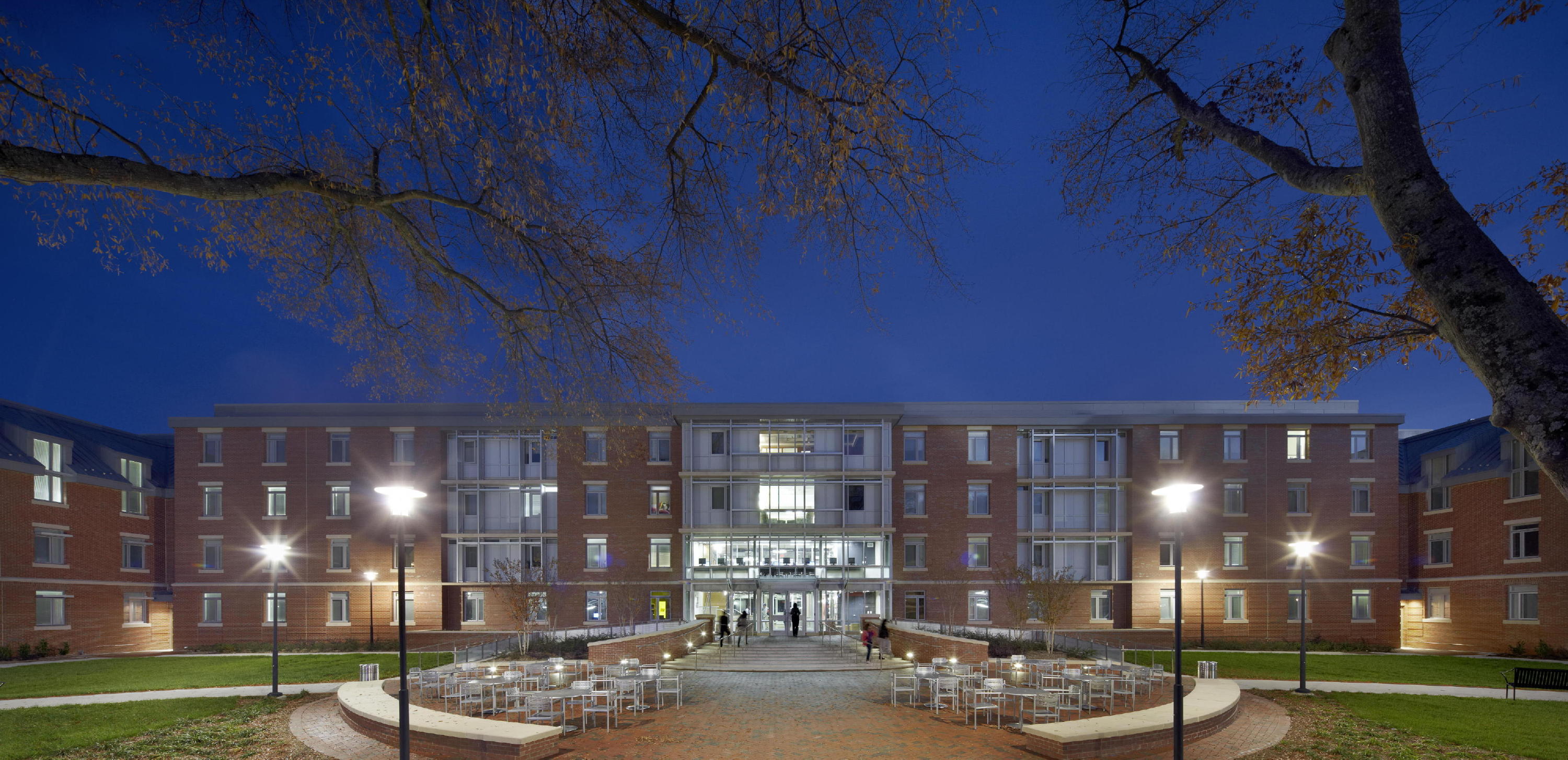 Chidley North Residence Hall at NCCU is a C-shaped structure. The building's inner exterior façade faces the university's Chidley Main Residence Hall, forming a courtyard used by students for relaxation, group activities and studying. c James West /JWest Productions Chidley North Residence Hall at NCCU is a C-shaped structure. The building's inner exterior façade faces the university's Chidley Main Residence Hall, forming a courtyard used by students for relaxation, group activities and studying. c James West /JWest Productions