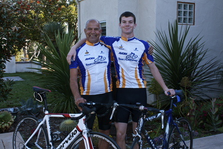 Father and son biking