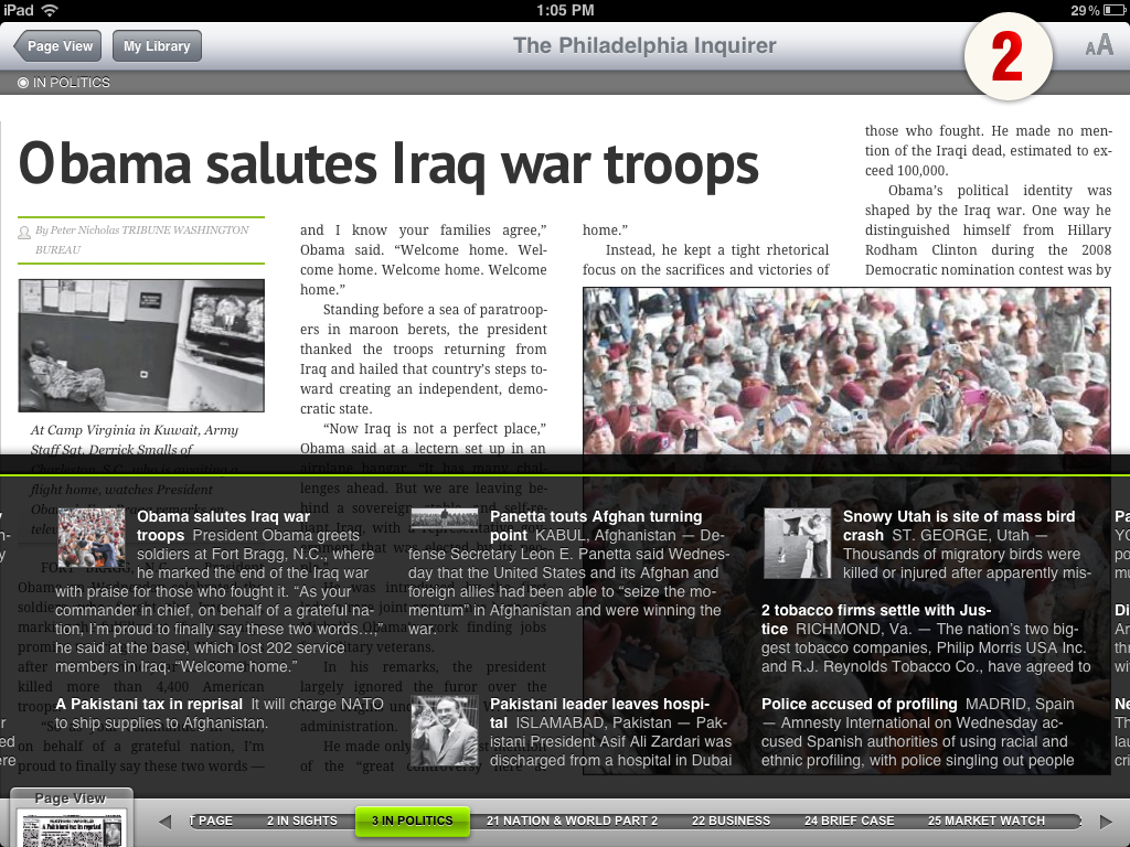 SmartFlow presents newspaper content in a fluid stream of articles, where different sized images, fonts, styles and layouts provide insights into the importance of stories so you can make more informed decisions on what to read. SmartFlow presents newspaper content in a fluid stream of articles, where different sized images, fonts, styles and layouts provide insights into the importance of stories so you can make more informed decisions on what to read.
