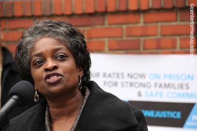 Commissioner Clyburn addresses the crowd outside of the FCC Building Commissioner Clyburn addresses the crowd outside of the FCC Building
