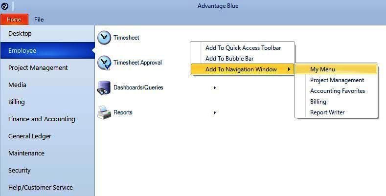 Ad agency software Advantage blue allows users to easily customize software menus and screens for a more personal user experience. Ad agency software Advantage blue allows users to easily customize software menus and screens for a more personal user experience.