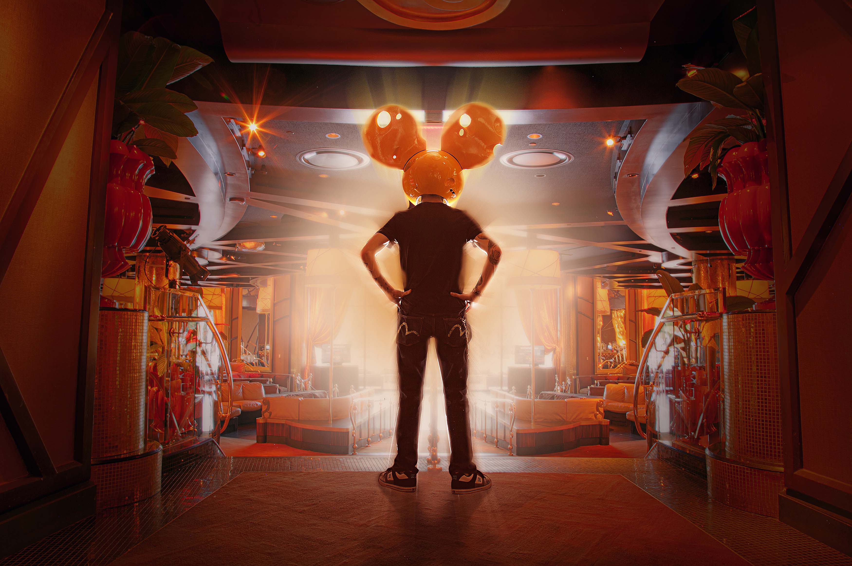 Electronic artist deadmau5 finds the right fit at XS Nightclub during his job search at Wynn Las Vegas. Deadmau5 has developed an exclusive partnership for 2012 with XS, Encore Beach Club, and Wynn Las Vegas. Photo credit: Brian Brown Photography. Electronic artist deadmau5 finds the right fit at XS Nightclub during his job search at Wynn Las Vegas. Deadmau5 has developed an exclusive partnership for 2012 with XS, Encore Beach Club, and Wynn Las Vegas. Photo credit: Brian Brown Photography.