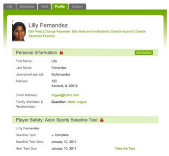 Korrio Player Profile with Axon Sports Integration Korrio Player Profile with Axon Sports Integration