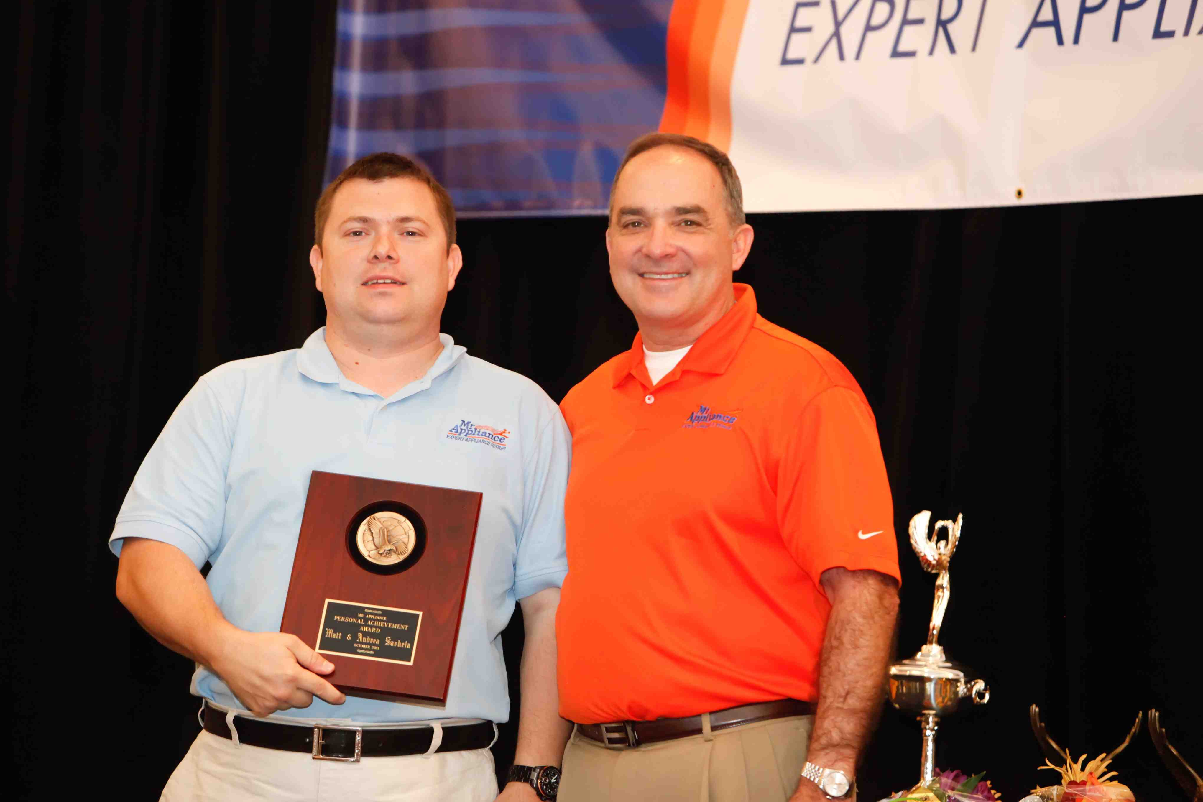 Matt Sarkela with Doug Rogers, president of Mr. Appliance Corp. Matt Sarkela with Doug Rogers, president of Mr. Appliance Corp.