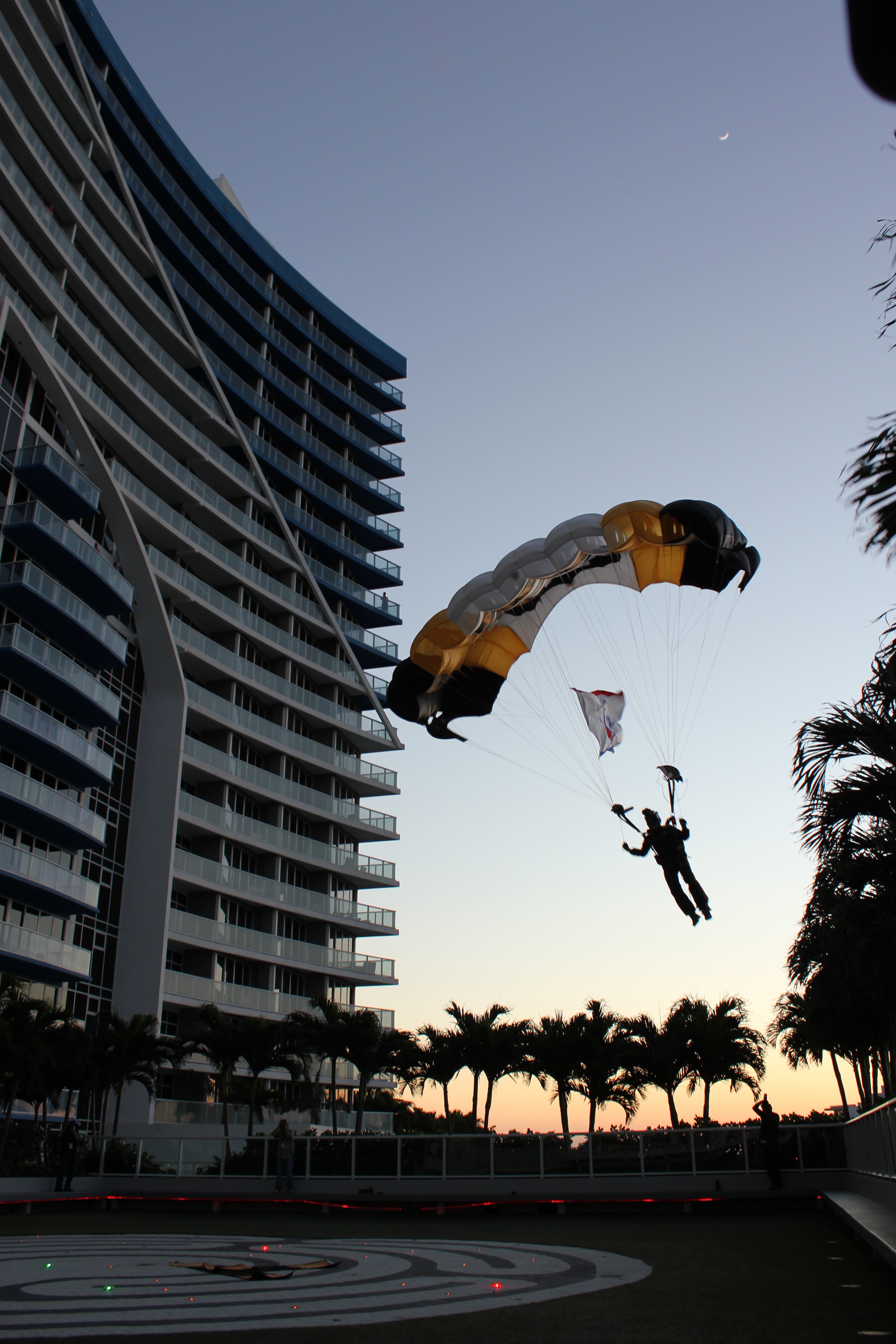 Lauderdale Air Show Kicks off a weekend of activities with a spectacular sunset landing by a member of the 101st Airborne Division's elite parachute demonstration team at the W Fort Lauderdale. After a 5 year hiatus, "America's Air Show" is expected to attract 1 million visitors.
Lauderdale Air Show Kicks off a weekend of activities with a spectacular sunset landing by a member of the 101st Airborne Division's elite parachute demonstration team at the W Fort Lauderdale. After a 5 year hiatus, "America's Air Show" is expected to attract 1 million visitors.