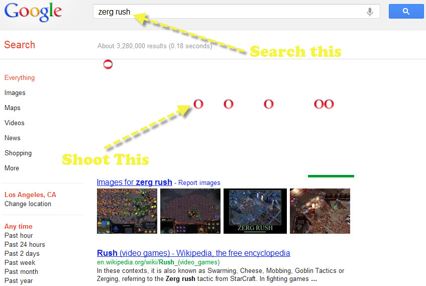 Google Zerg Rush Easter Egg Google Zerg Rush Easter Egg