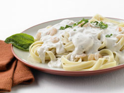When used to replace the cream in an Alfredo Sauce, Grande Bravo reduced fat and calories while increasing protein. It also resulted in formulation cost savings. When used to replace the cream in an Alfredo Sauce, Grande Bravo reduced fat and calories while increasing protein. It also resulted in formulation cost savings.